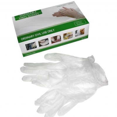 Vinyl disposable gloves powder/latex-free (medium 100 pieces per box)
